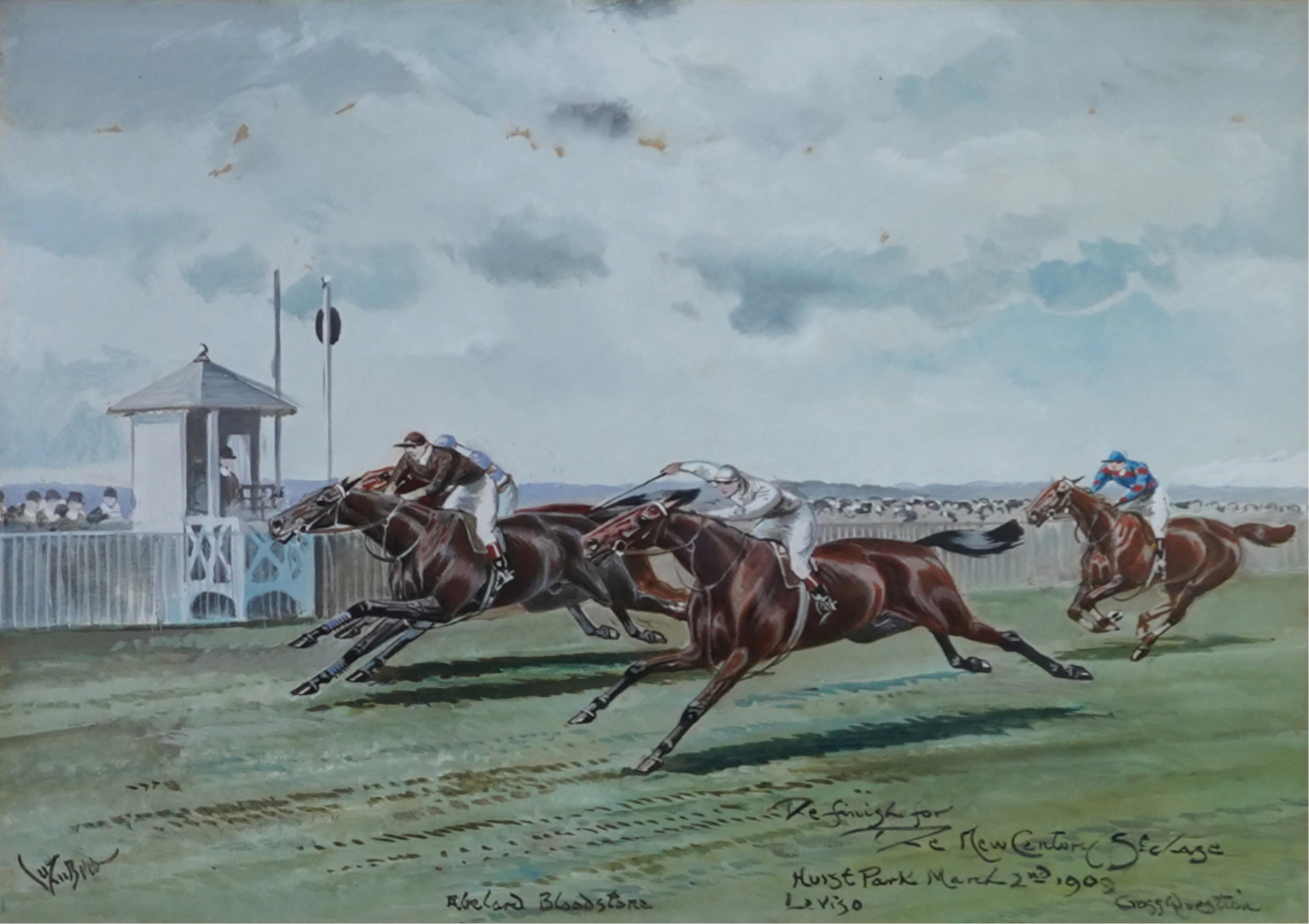 John Beer, (c.1860-c.1930), 'The New Century Steeplechase, Hurst Park, March 2nd 1909'